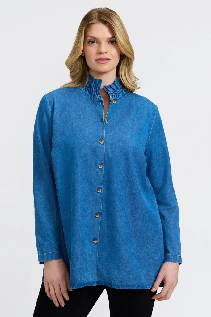 Carolina Plus Tencel® Denim Long Sleeve Shirt Jacket - Image 3