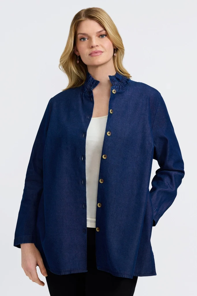 Carolina Plus Tencel® Denim Long Sleeve Shirt Jacket - Image 7