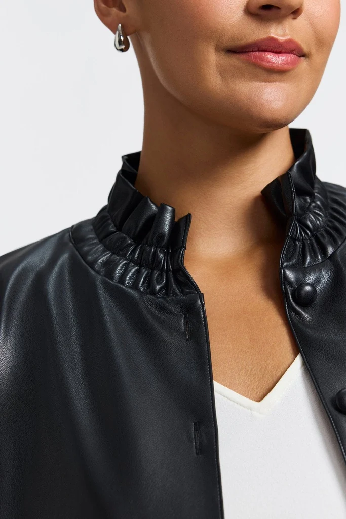 Carolina Plus Vegan Leather Long Sleeve Shirt Jacket - Image 4