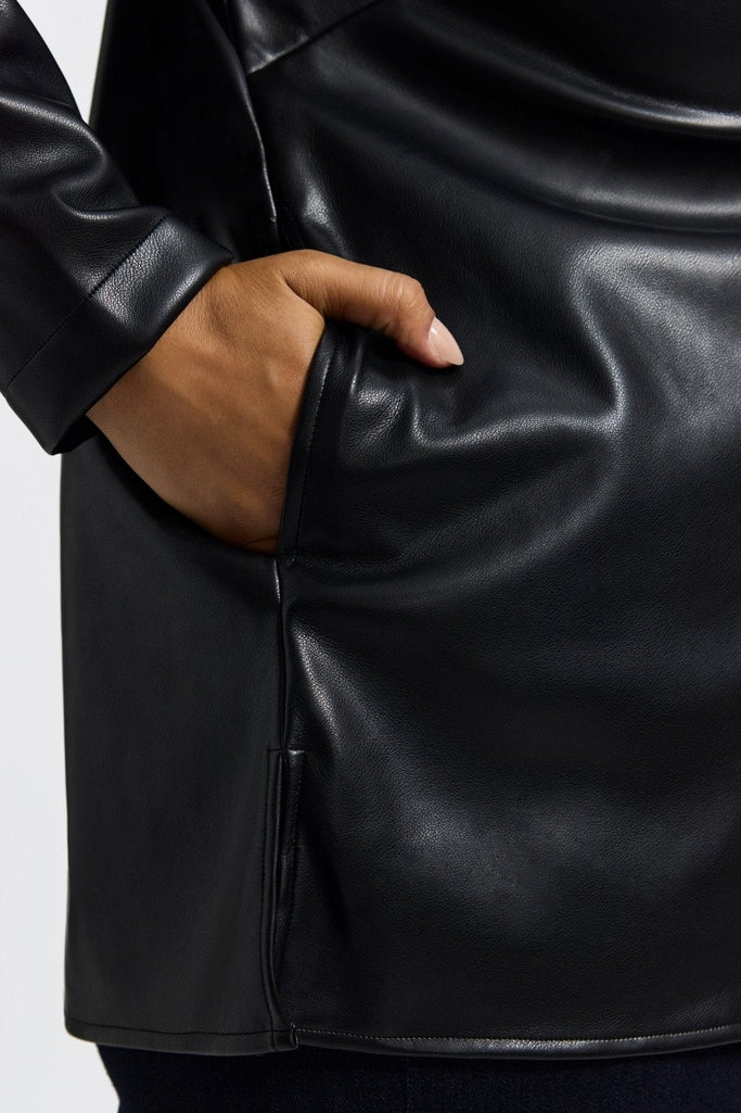 Carolina Plus Vegan Leather Long Sleeve Shirt Jacket - Image 5