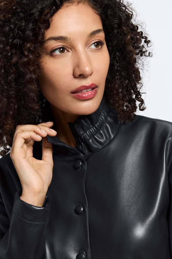 Carolina Vegan Leather Long Sleeve Shirt Jacket - Image 4