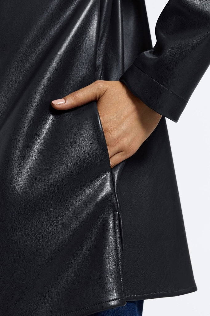 Carolina Vegan Leather Long Sleeve Shirt Jacket - Image 5