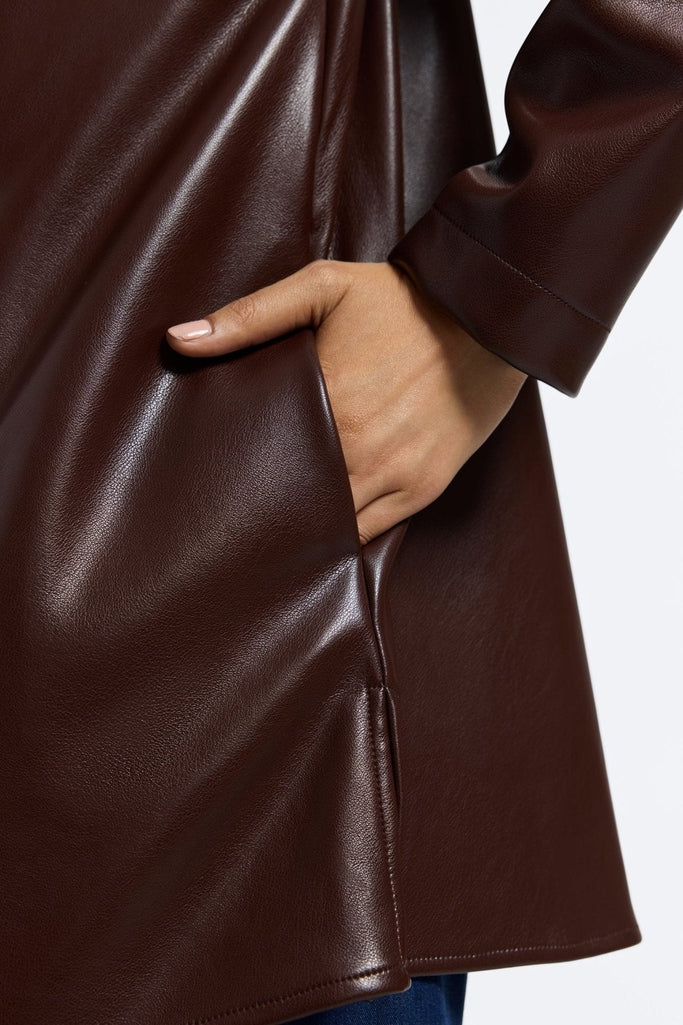 Carolina Vegan Leather Long Sleeve Shirt Jacket - Image 7