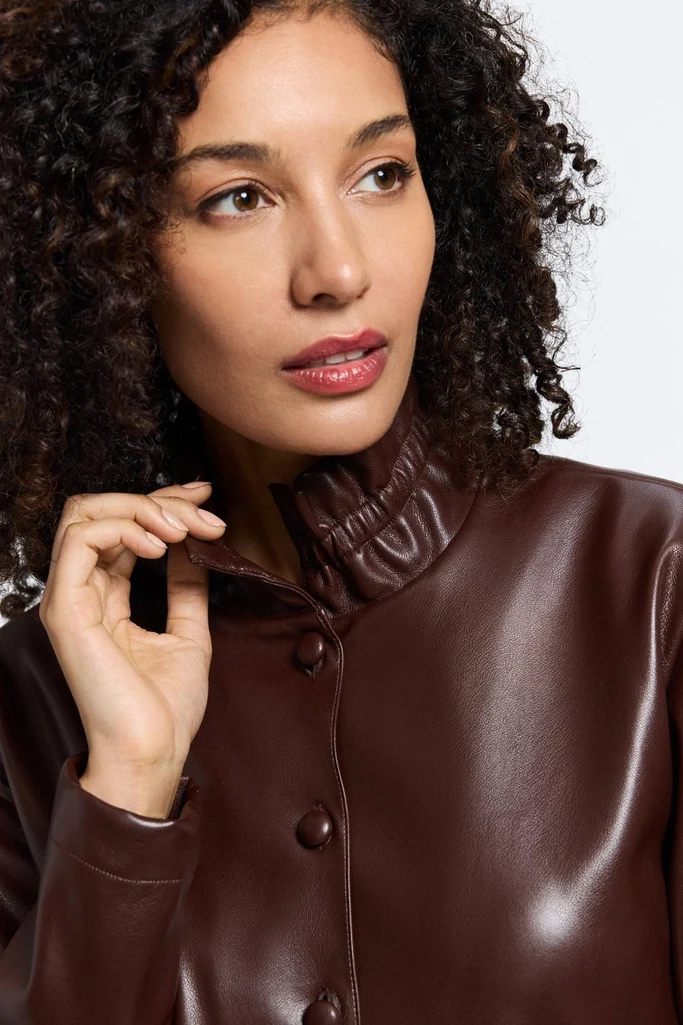 Carolina Vegan Leather Long Sleeve Shirt Jacket - Image 8