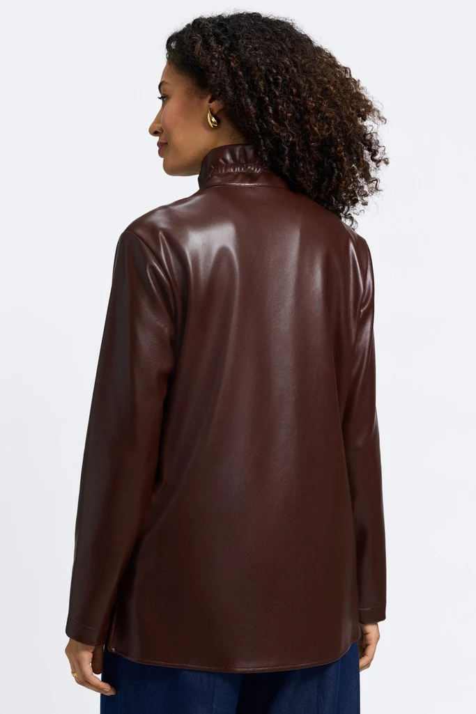 Carolina Vegan Leather Long Sleeve Shirt Jacket - Image 9