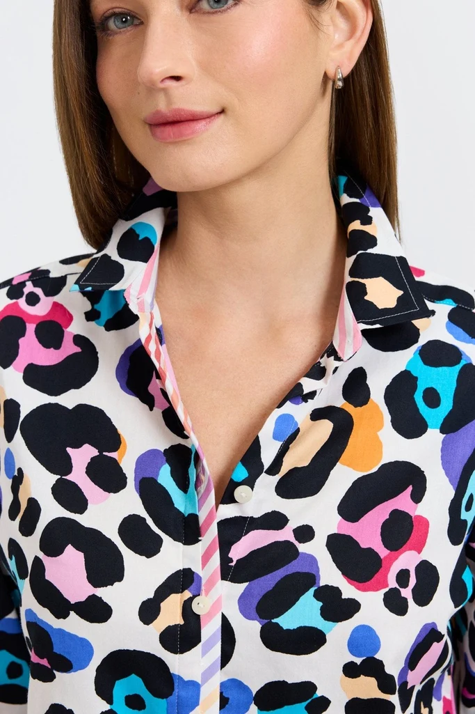 Charlie Multicolor Leopard 3/4 Sleeve Shirt - Image 3