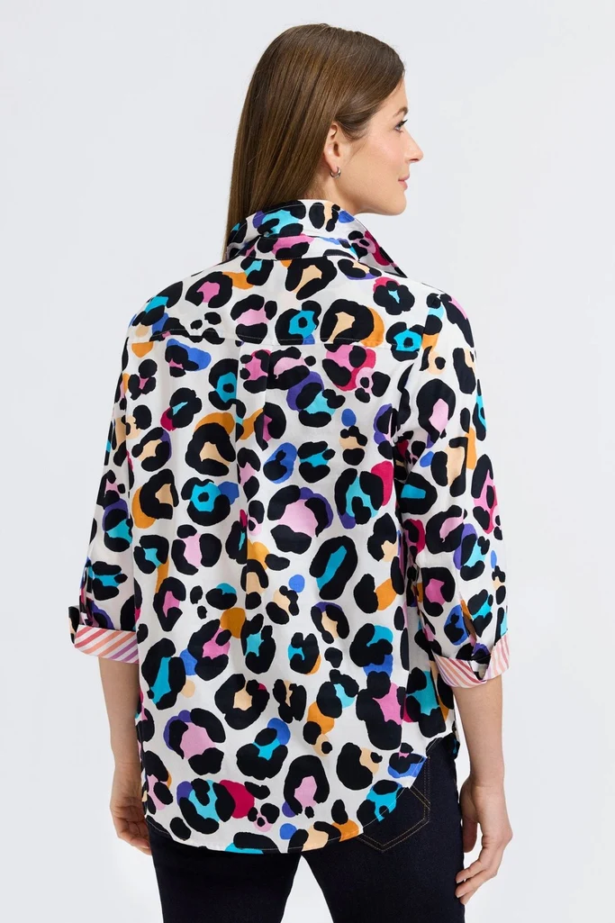 Charlie Multicolor Leopard 3/4 Sleeve Shirt - Image 4