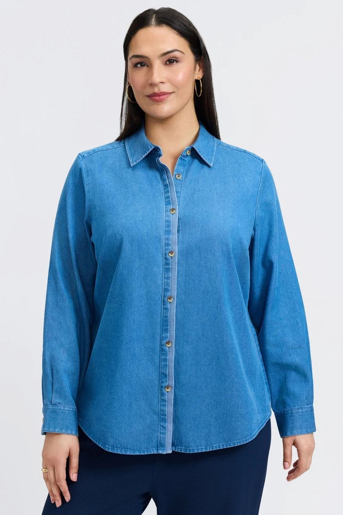 Charlie Plus Tencel® Denim Long Sleeve Shirt - Image 5