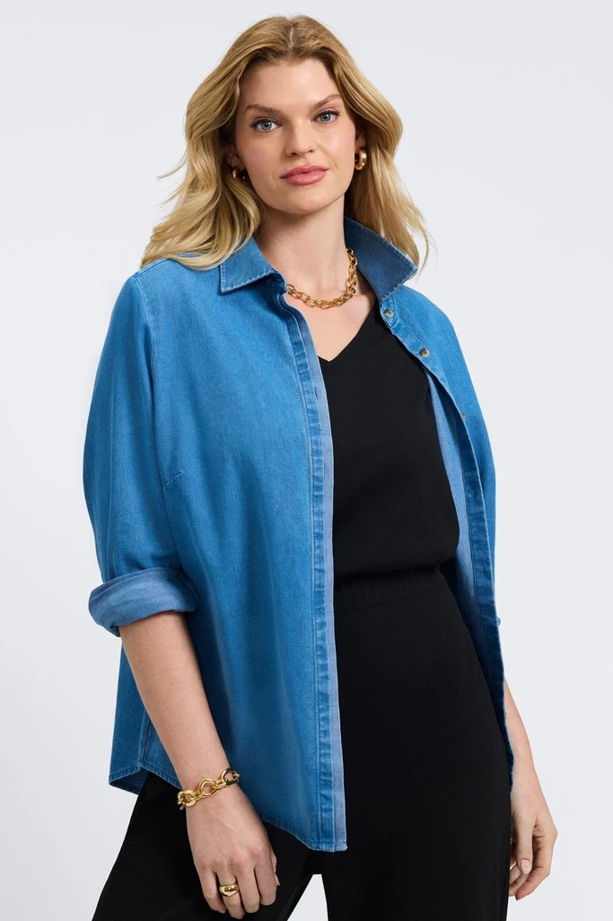 Charlie Plus Tencel® Denim Long Sleeve Shirt - Image 7