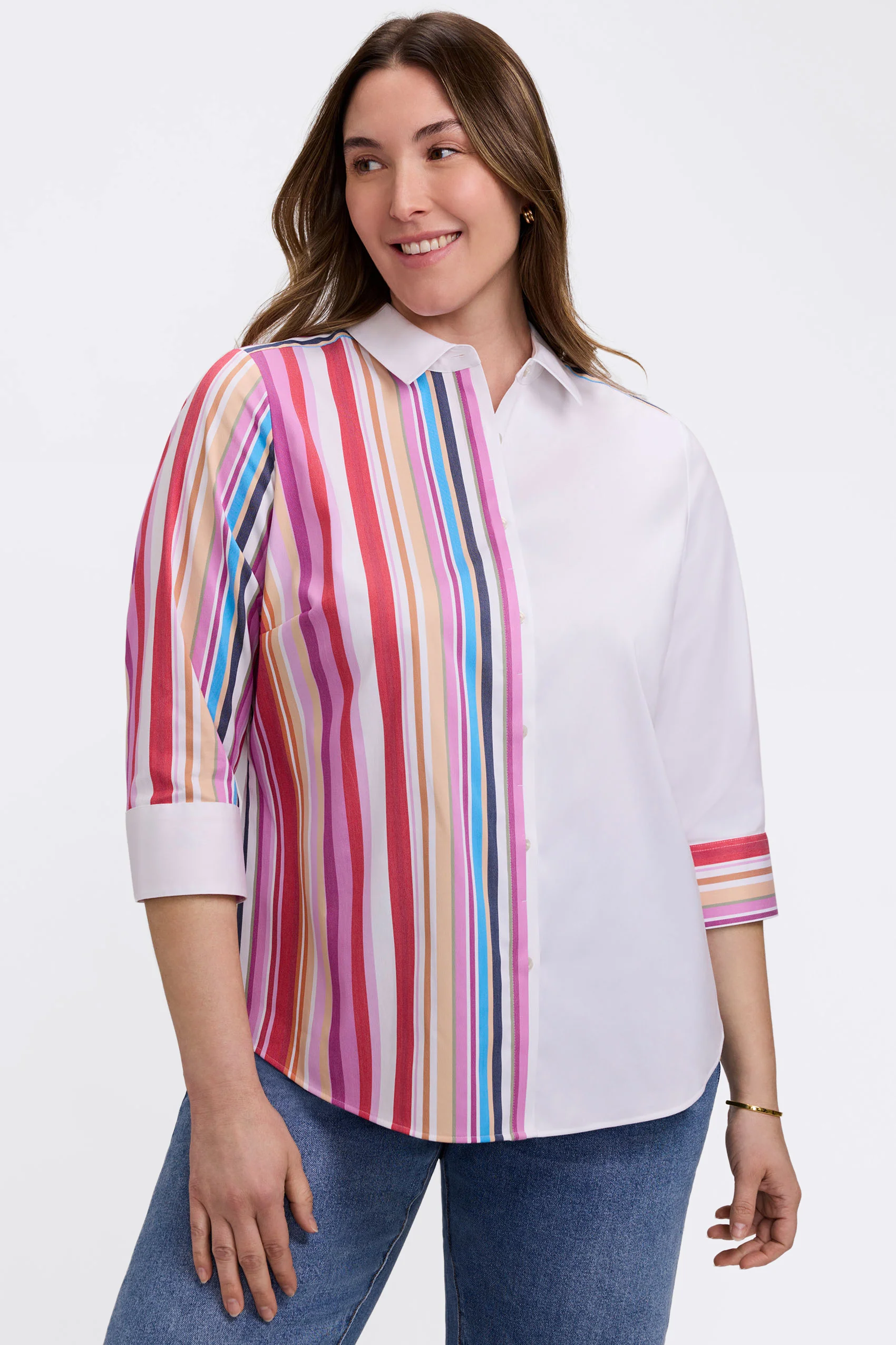 Charlie Plus Variegated Stripe 3/4 Sleeve Shirt