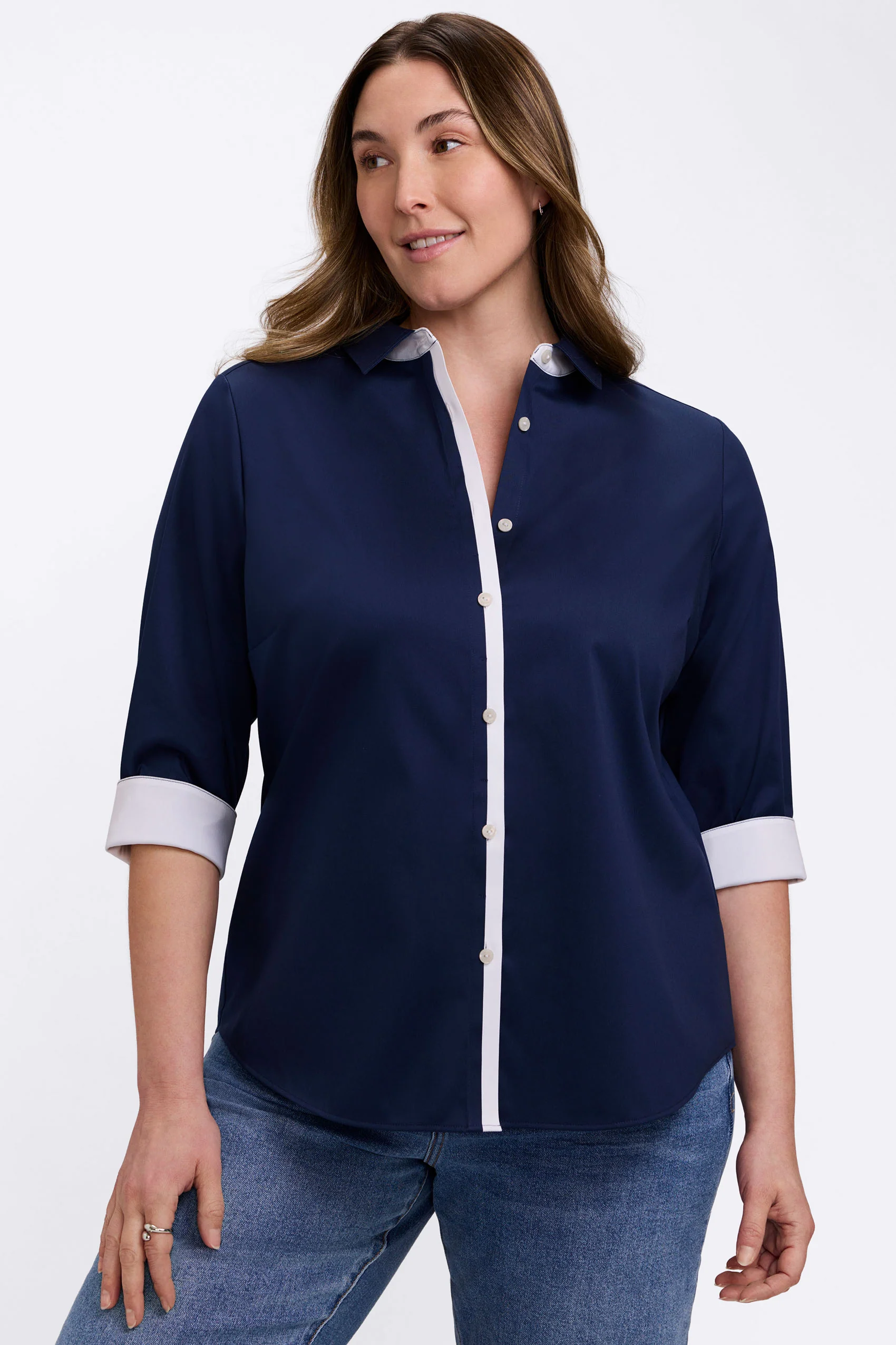 Charlie Plus White Trim 3/4 Sleeve Shirt - Image 5
