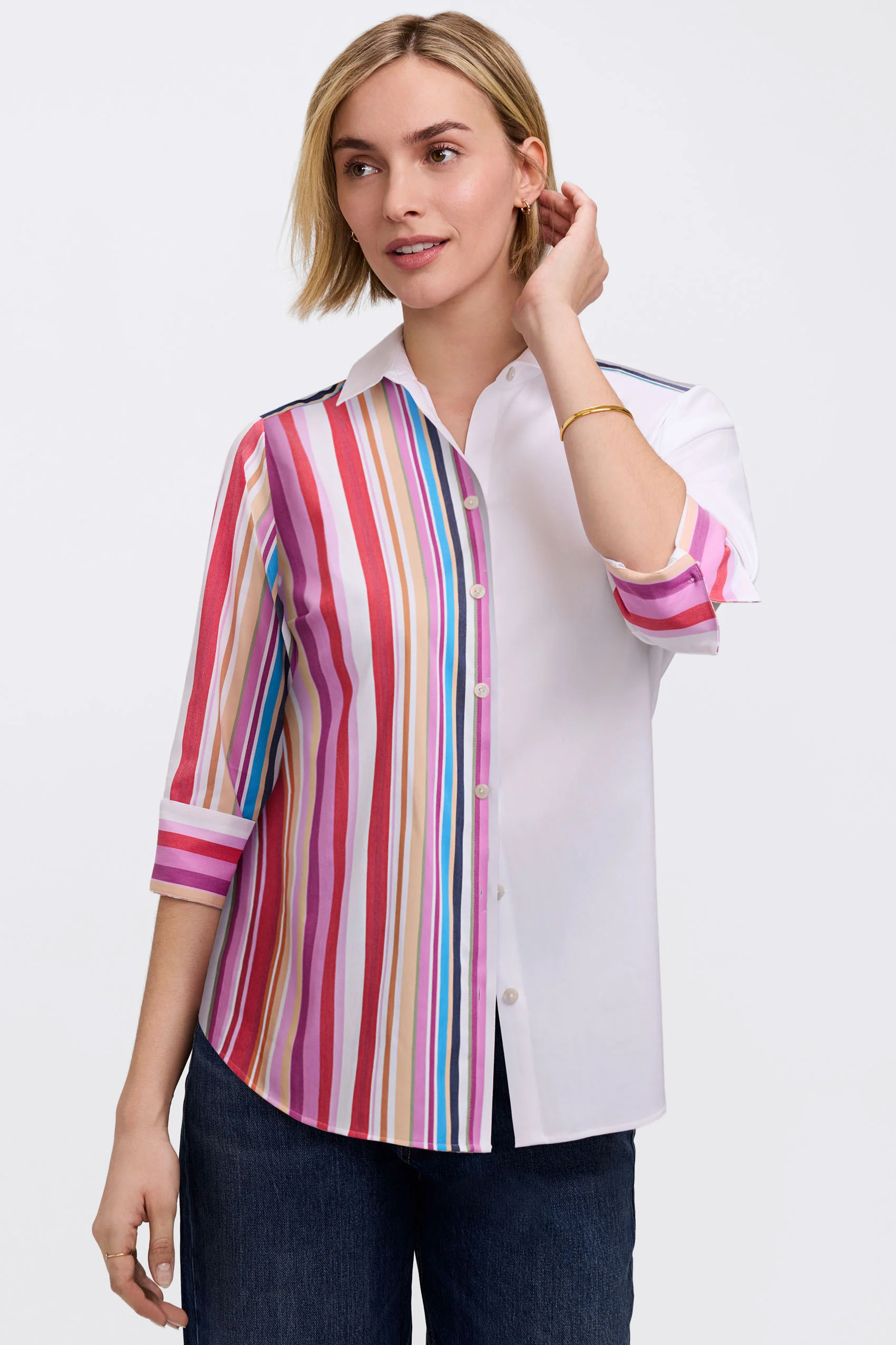 Charlie Variegated Stripe 3/4 Sleeve Shirt - Image 2