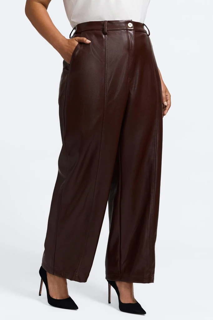 Ciara Plus Vegan Leather Wide Leg Trouser - Image 4
