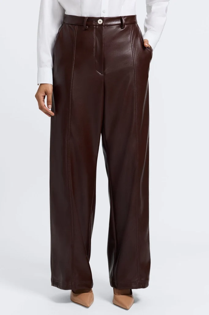 Ciara Vegan Leather Wide Leg Trouser - Image 7