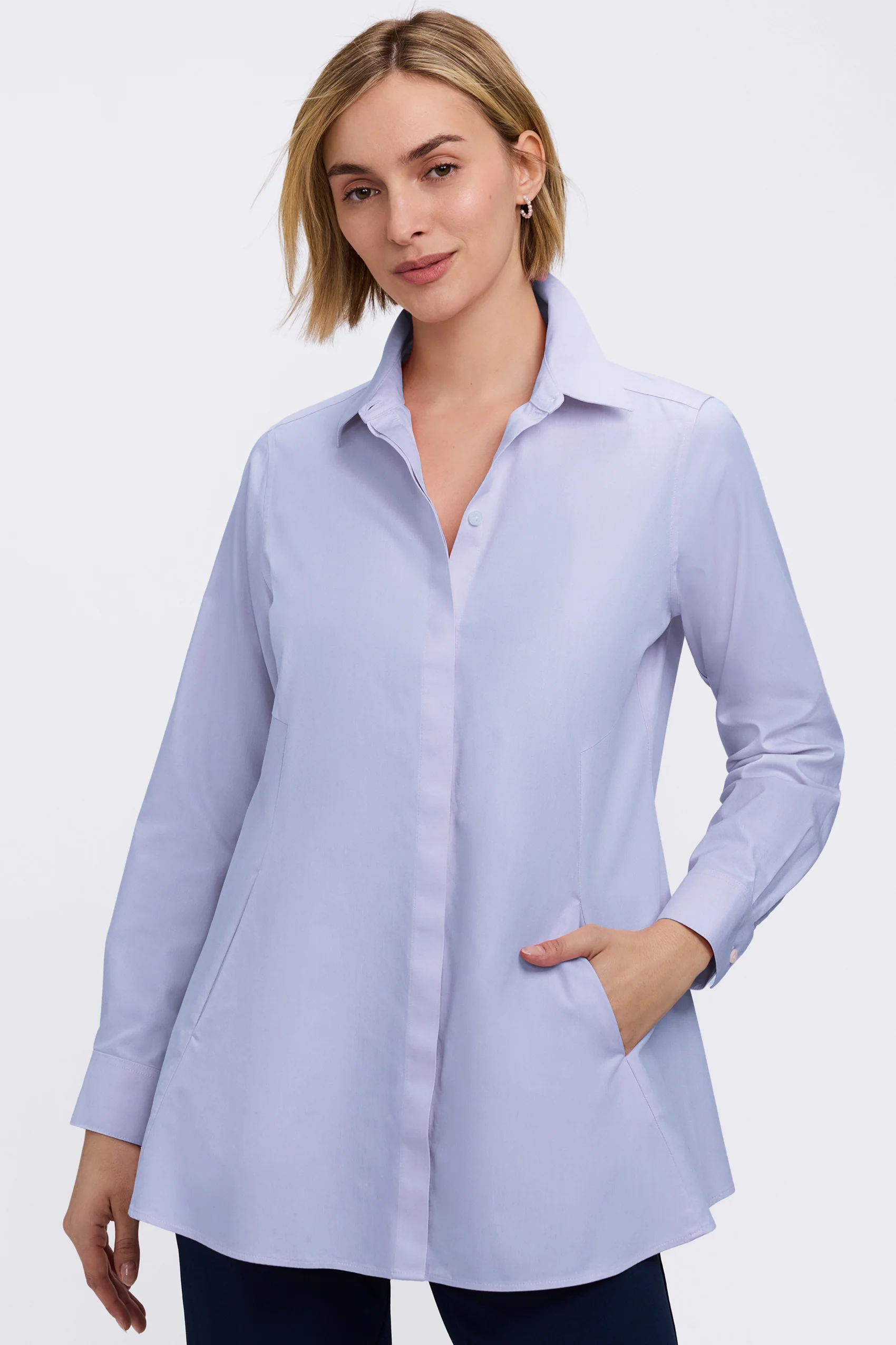 Cici No Iron Pinpoint Long Sleeve Tunic - Image 10