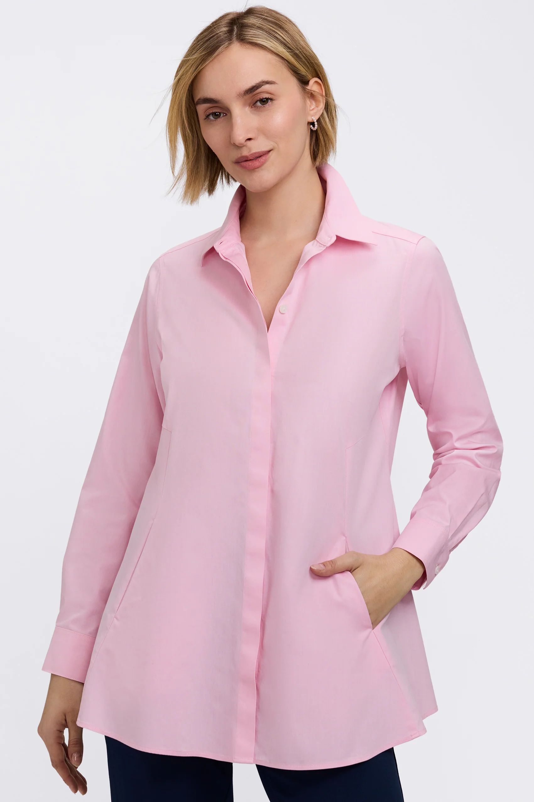 Cici No Iron Pinpoint Long Sleeve Tunic - Image 6