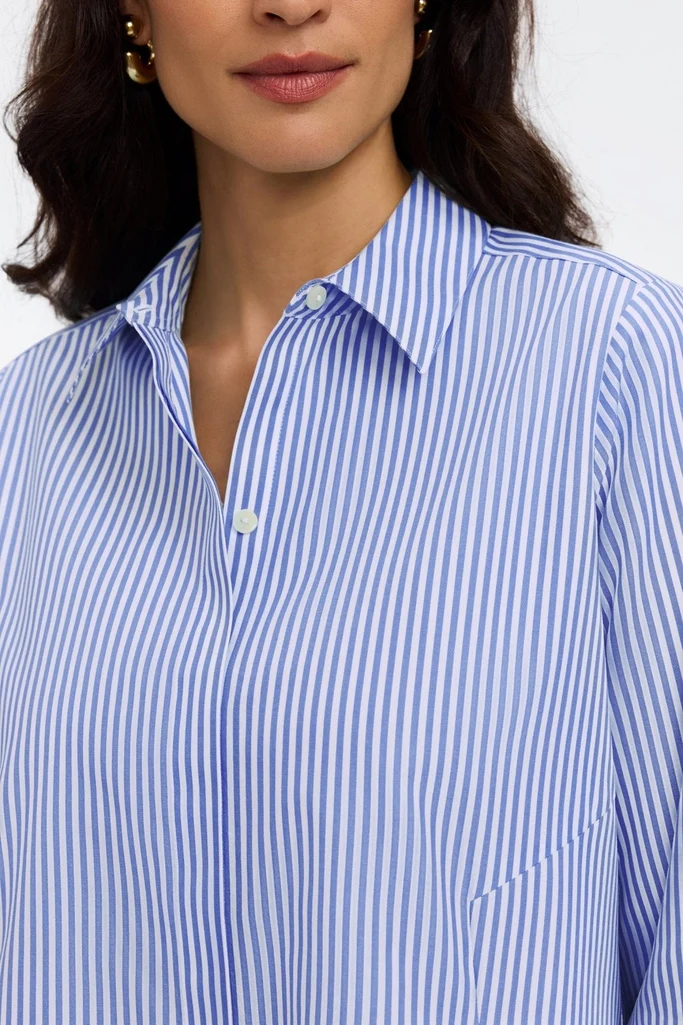 Cici No Iron Pinpoint Striped 3/4 Sleeve Tunic - Image 11