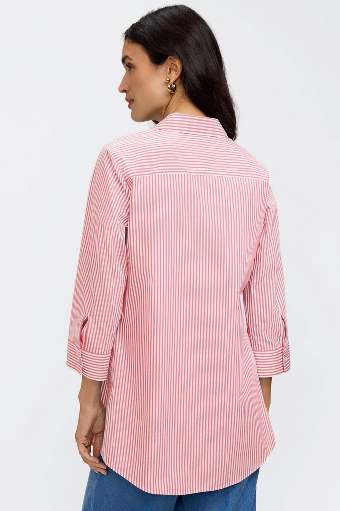 Cici No Iron Pinpoint Striped 3/4 Sleeve Tunic - Image 17