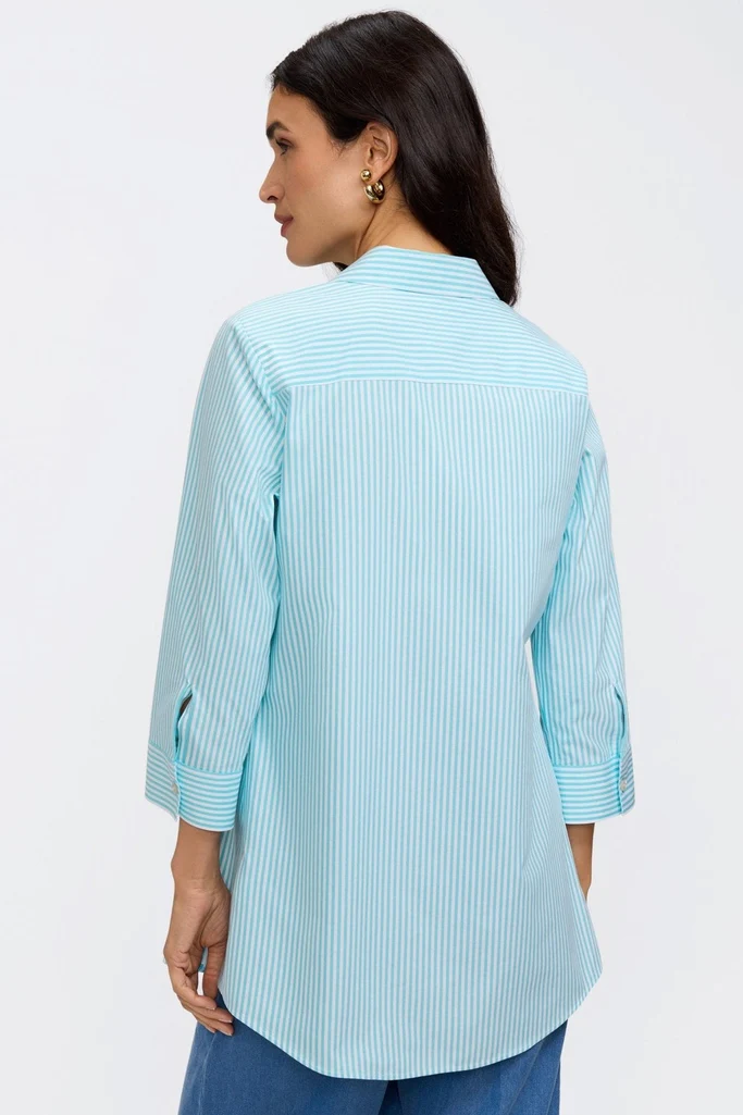 Cici No Iron Pinpoint Striped 3/4 Sleeve Tunic - Image 4