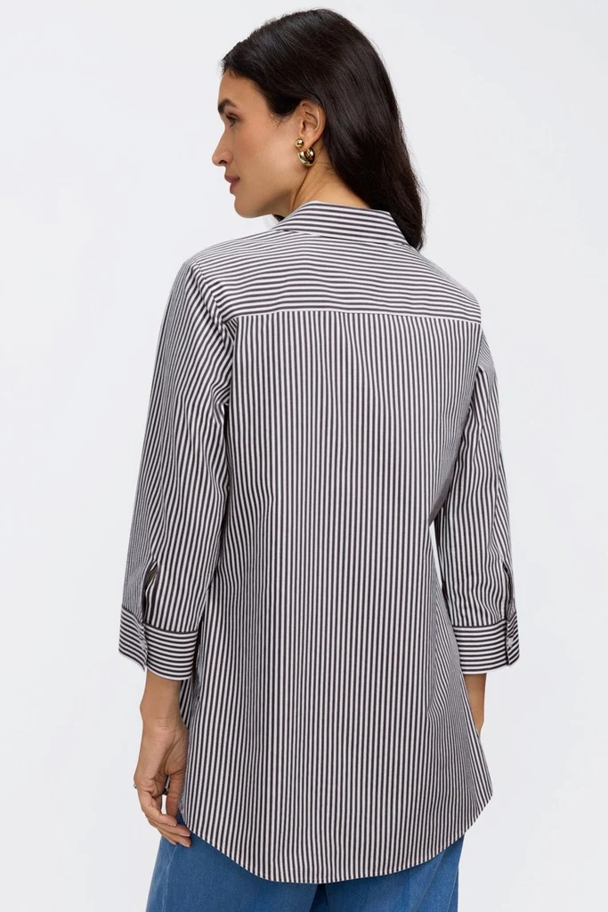 Cici No Iron Pinpoint Striped 3/4 Sleeve Tunic - Image 9