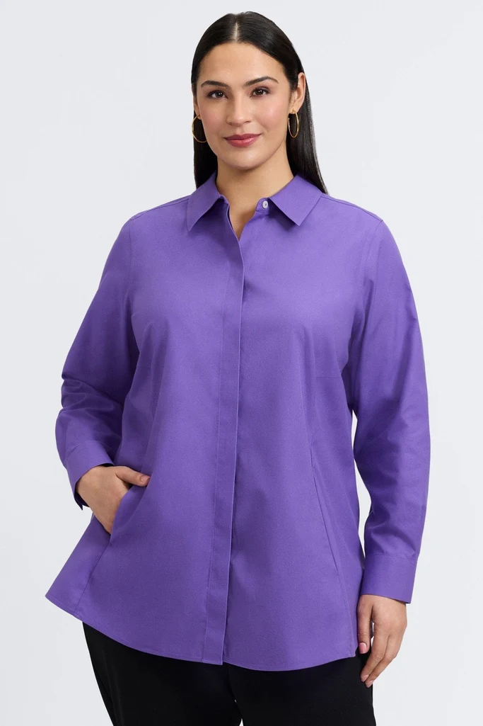 Cici Plus No Iron Pinpoint Long Sleeve Tunic - Image 10