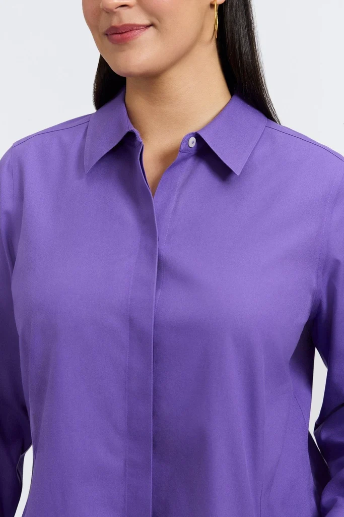 Cici Plus No Iron Pinpoint Long Sleeve Tunic - Image 11