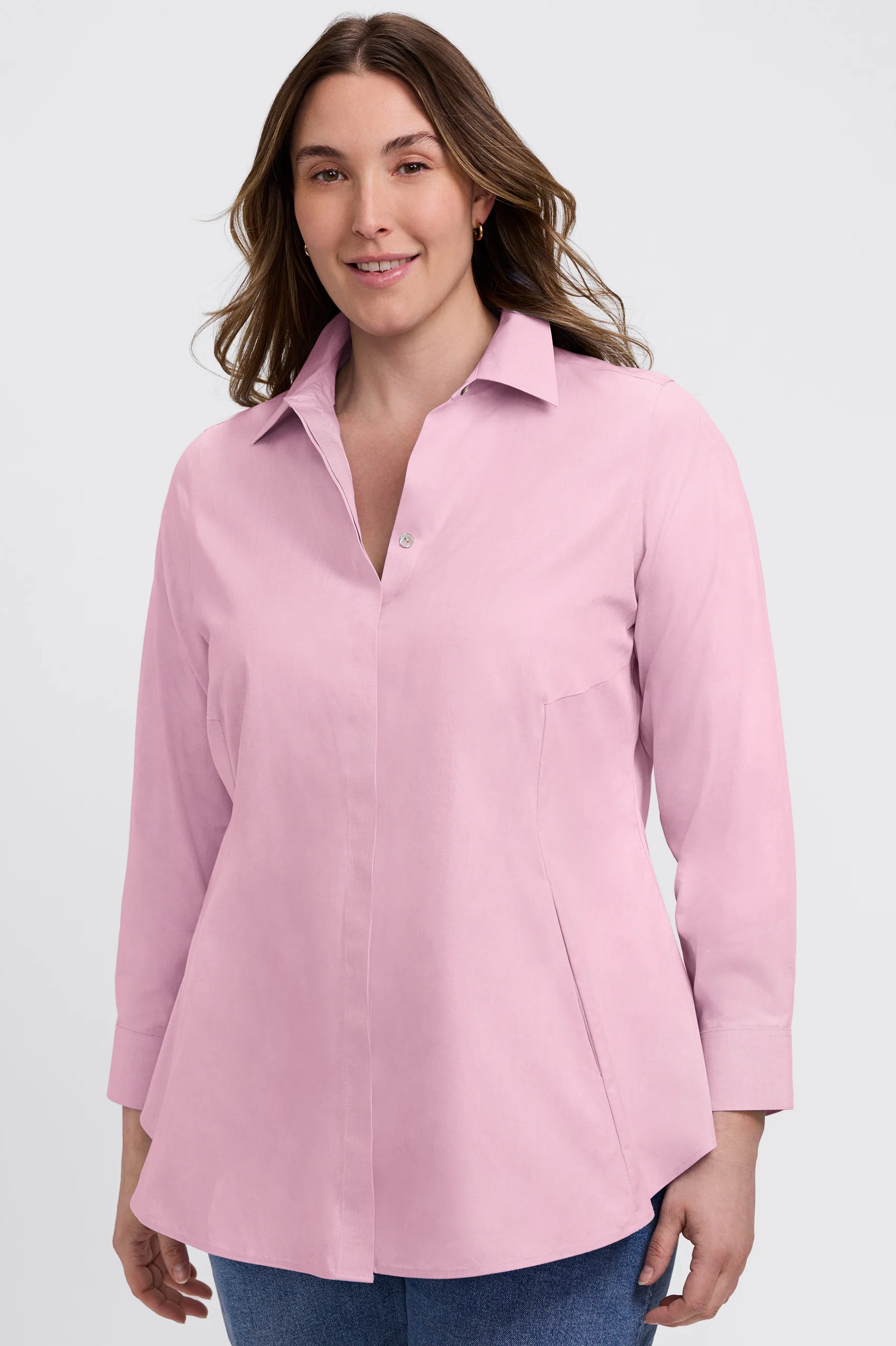 Cici Plus No Iron Pinpoint Long Sleeve Tunic - Image 15