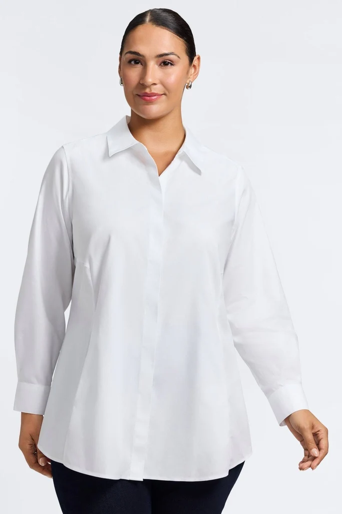 Cici Plus No Iron Pinpoint Long Sleeve Tunic - Image 17