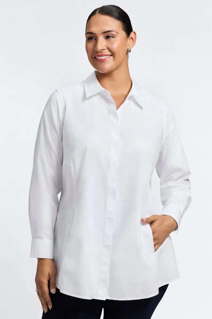 Cici Plus No Iron Pinpoint Long Sleeve Tunic - Image 20