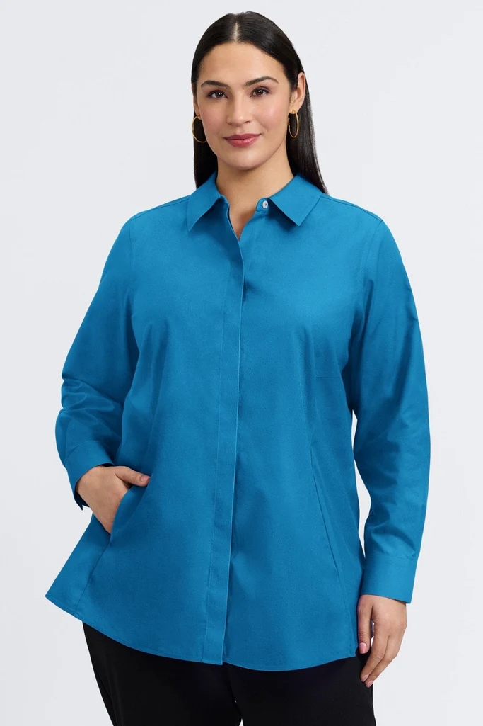 Cici Plus No Iron Pinpoint Long Sleeve Tunic - Image 3