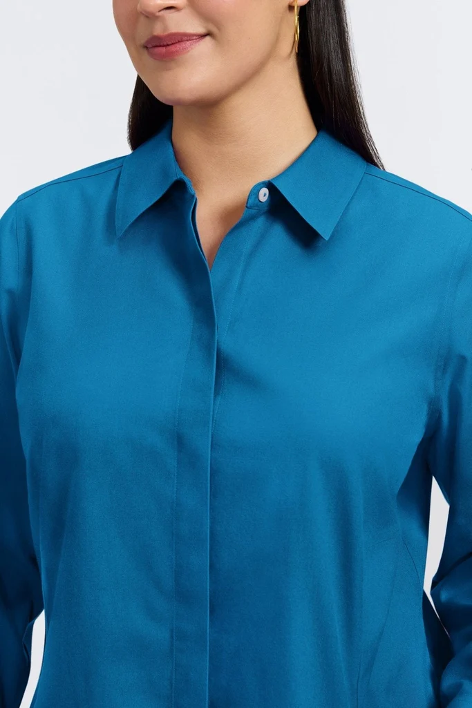 Cici Plus No Iron Pinpoint Long Sleeve Tunic - Image 5