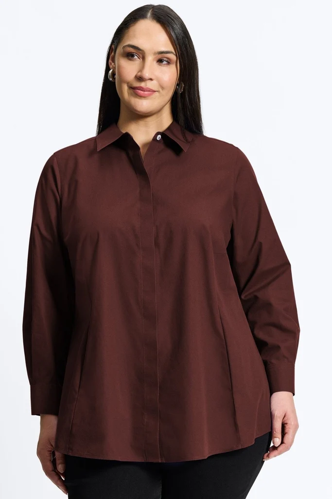 Cici Plus No Iron Pinpoint Long Sleeve Tunic - Image 8