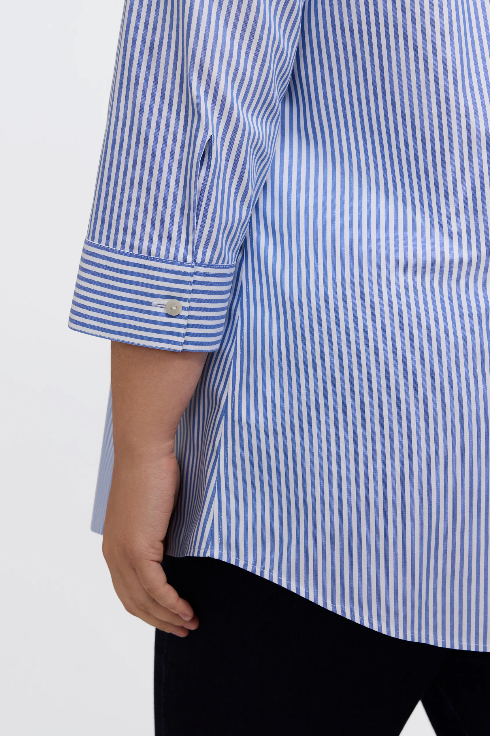 Cici Plus No Iron Pinpoint Striped 3/4 Sleeve Tunic - Image 28