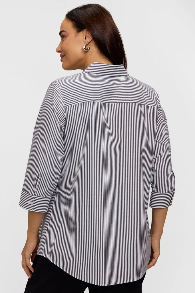 Cici Plus No Iron Pinpoint Striped 3/4 Sleeve Tunic - Image 5