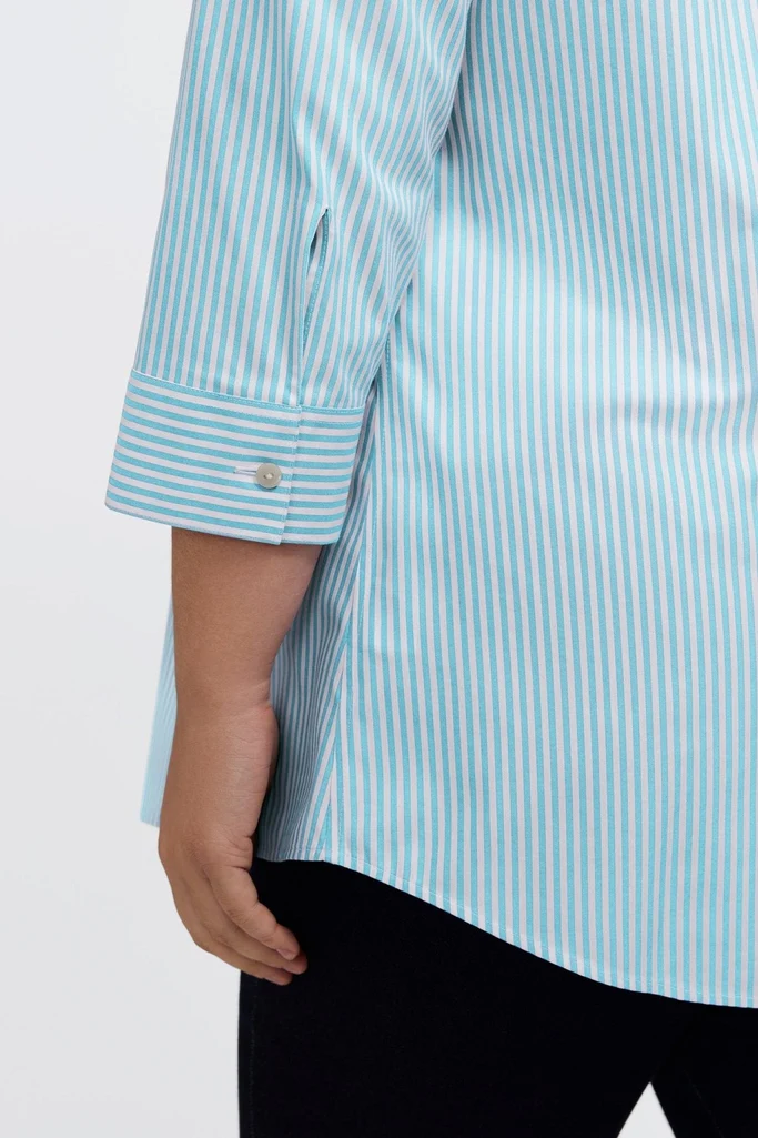 Cici Plus No Iron Pinpoint Striped 3/4 Sleeve Tunic - Image 9
