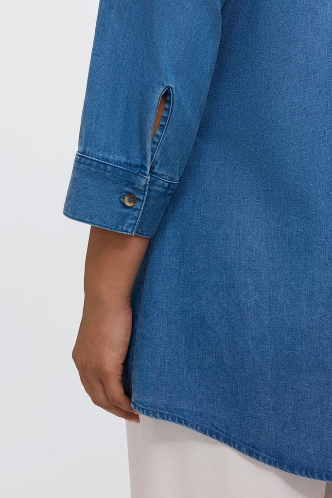 Cici Plus Tencel® Denim 3/4 Sleeve Shirt - Image 3