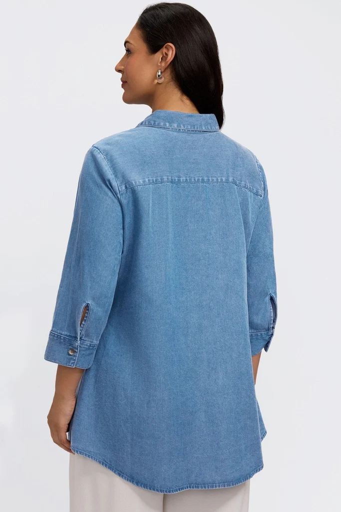 Cici Plus Tencel® Denim 3/4 Sleeve Shirt - Image 8