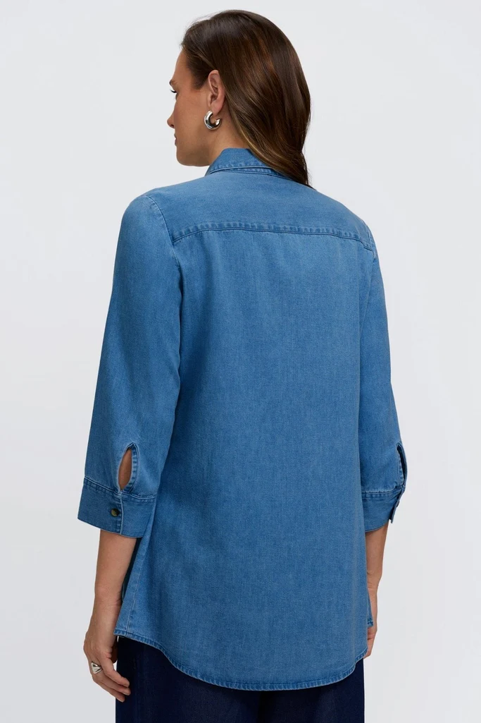 Cici Tencel® Denim 3/4 Sleeve Shirt - Image 10