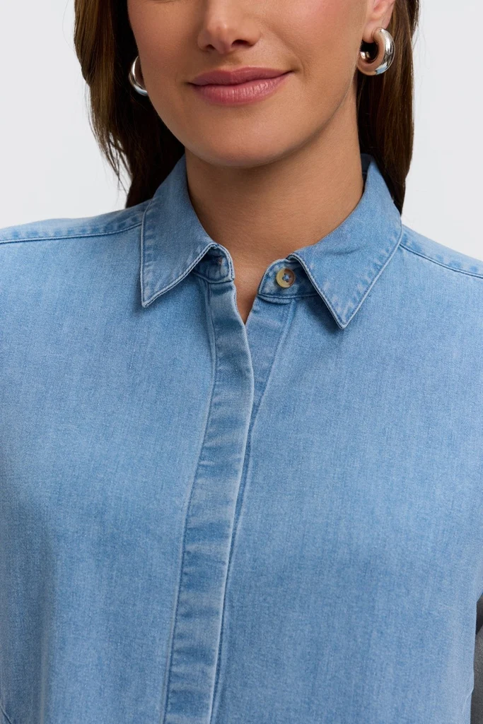 Cici Tencel® Denim 3/4 Sleeve Shirt - Image 3