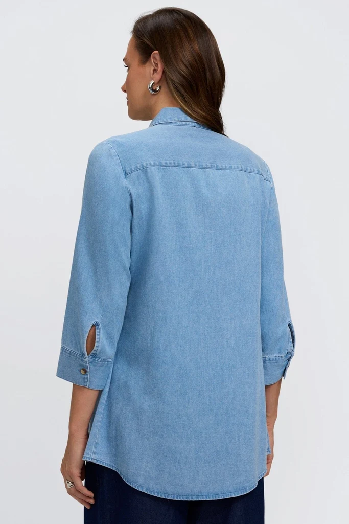 Cici Tencel® Denim 3/4 Sleeve Shirt - Image 5