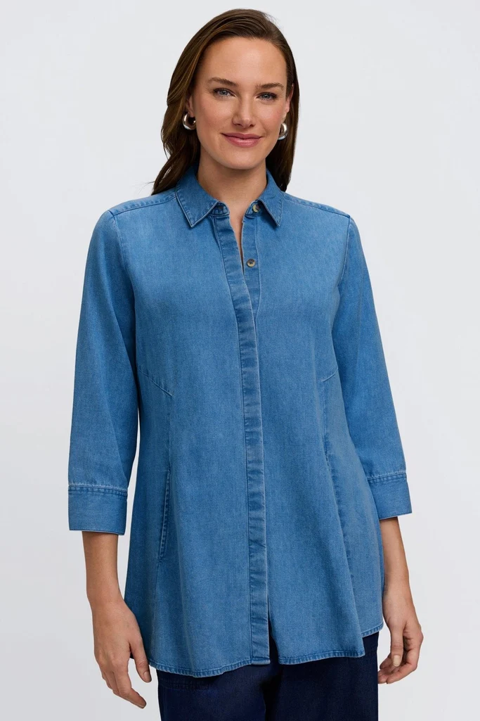 Cici Tencel® Denim 3/4 Sleeve Shirt - Image 6