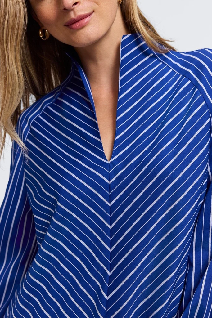 Daphne Classic Wide Stripe Long Sleeve Popover Shirt - Image 5
