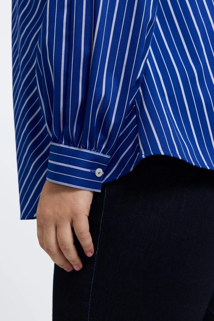 Daphne Plus Classic Wide Stripe Long Sleeve Popover Shirt - Image 7