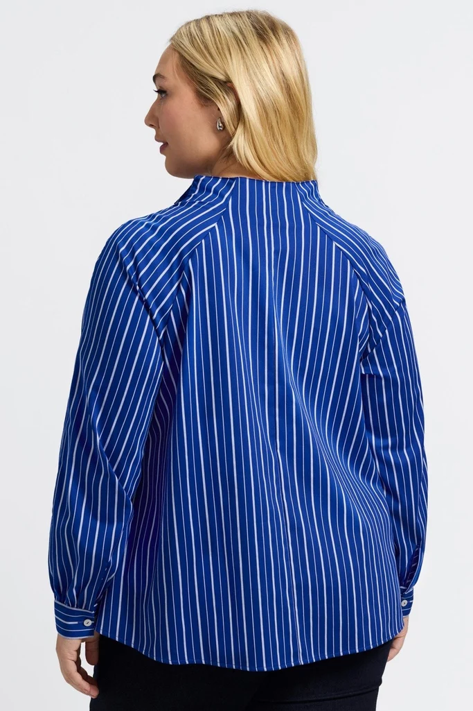 Daphne Plus Classic Wide Stripe Long Sleeve Popover Shirt - Image 8
