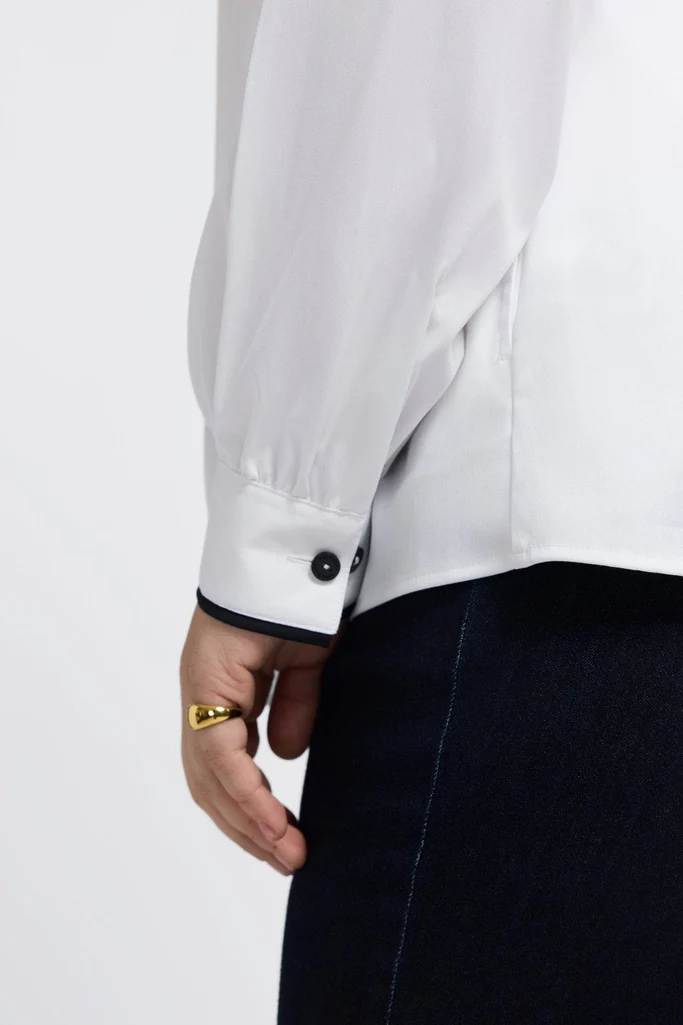 Daphne Plus Stretch Matte Sateen Long Sleeve Popover Shirt - Image 12