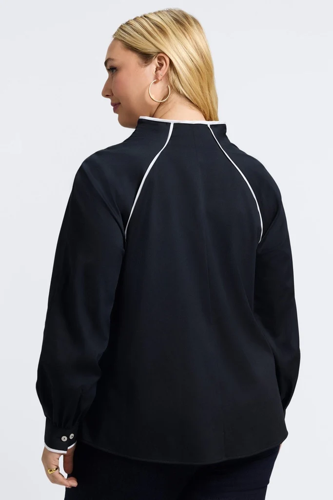 Daphne Plus Stretch Matte Sateen Long Sleeve Popover Shirt - Image 5