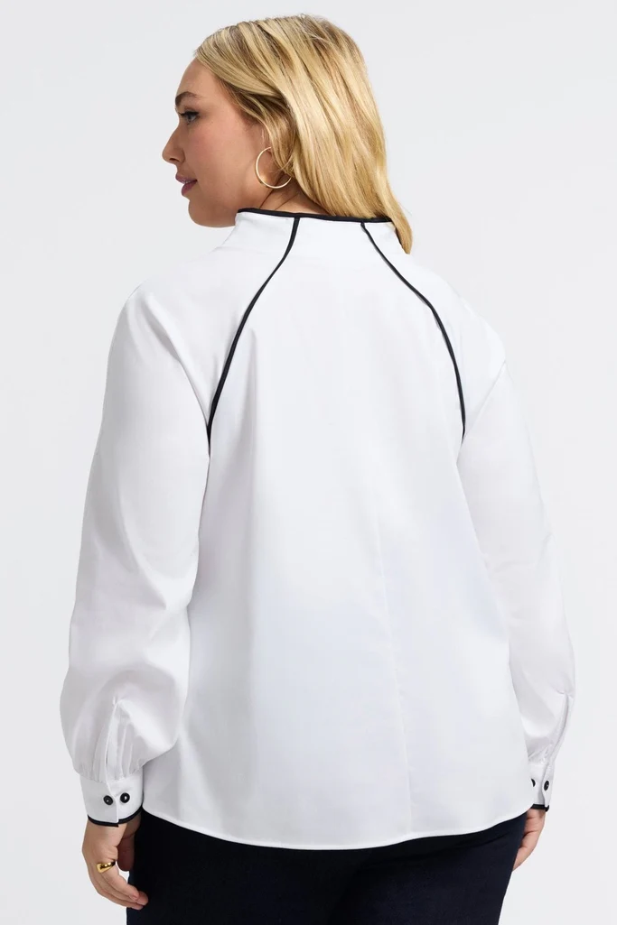 Daphne Plus Stretch Matte Sateen Long Sleeve Popover Shirt - Image 9