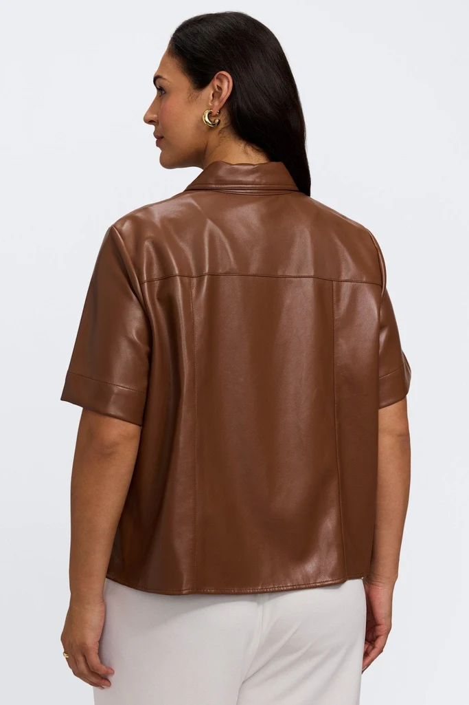 Demi Plus Vegan Leather Elbow Sleeve Shirt Jacket - Image 12