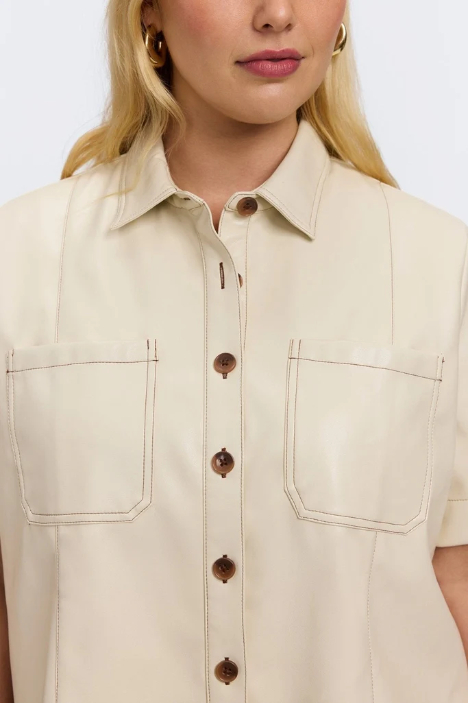 Demi Plus Vegan Leather Elbow Sleeve Shirt Jacket - Image 3
