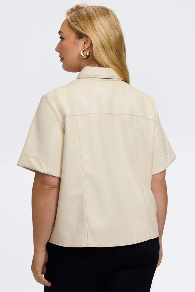 Demi Plus Vegan Leather Elbow Sleeve Shirt Jacket - Image 4